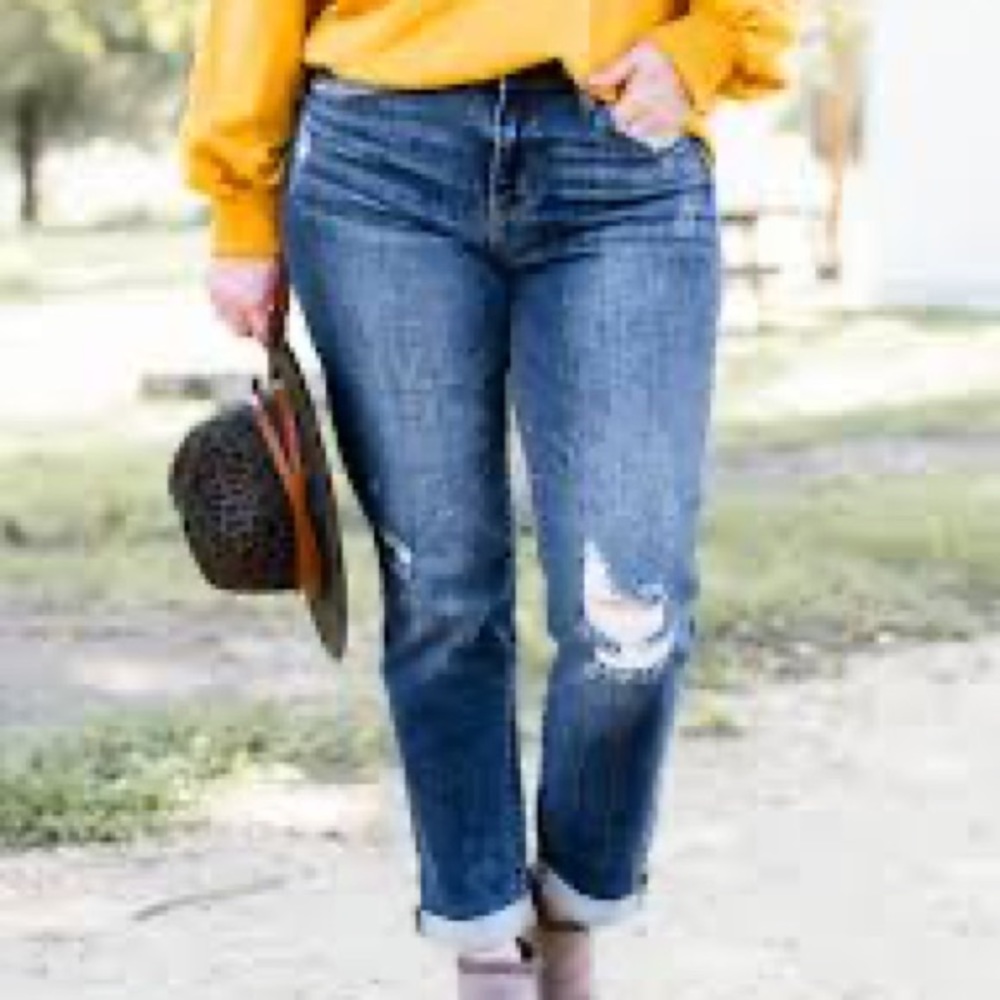 Judy Blue Distressed dark wash slim fit
